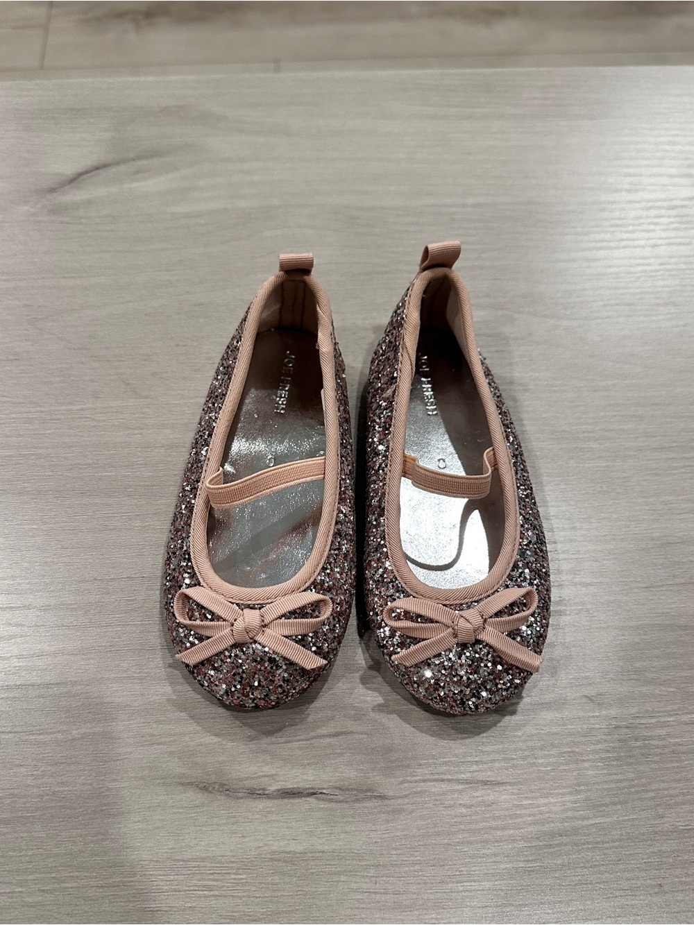 Joe Fresh Rose Gold Glitter Ballet Flats with Bow